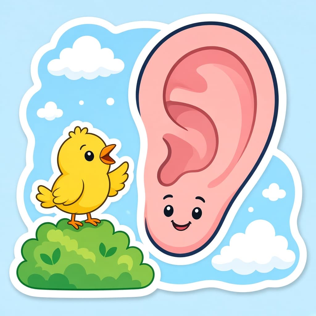 A friendly ear listening to a bird