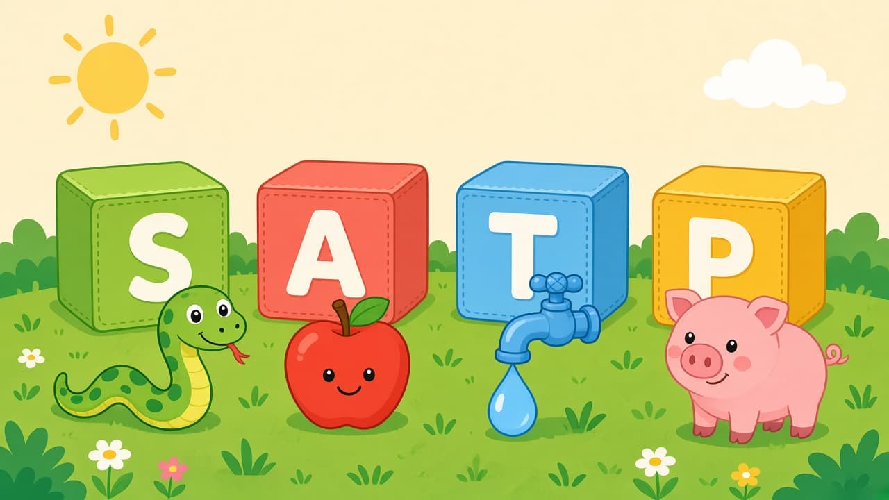 Letter blocks for s, a, t and p