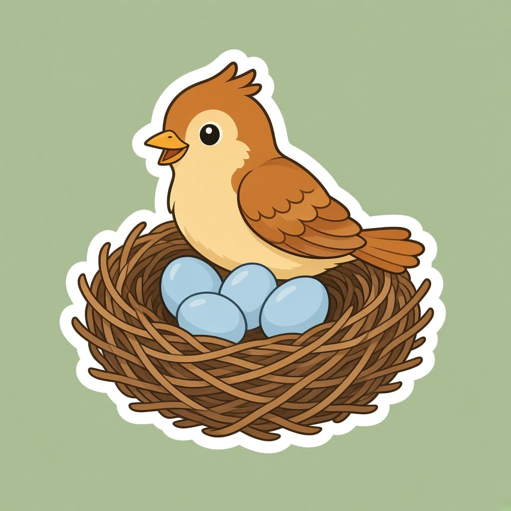 A bird nest with eggs