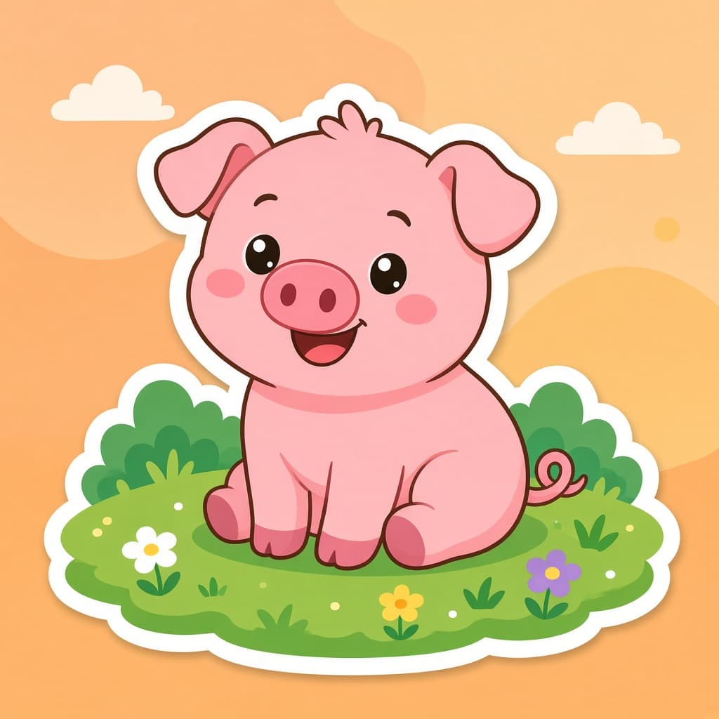 A happy pink pig
