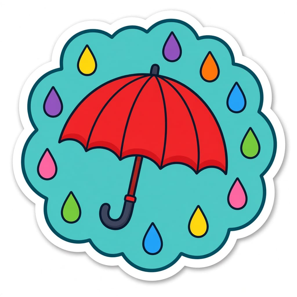 A red umbrella in the rain